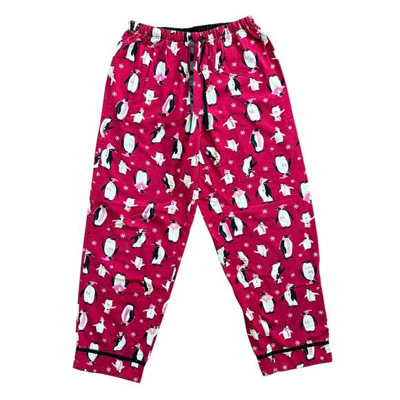 DELICATES Winter Penguins Flannel Pajama Pants Holiday Christmas SZ XS - Picture 2 of 8